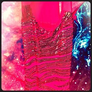 Hot Pink Bebe Sequin Tank Top